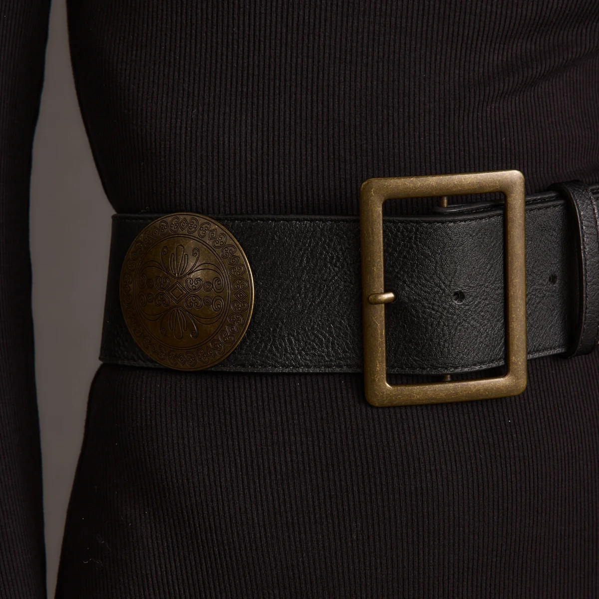 Greenwich Black Medallion Statement Belt | 12th Tribe