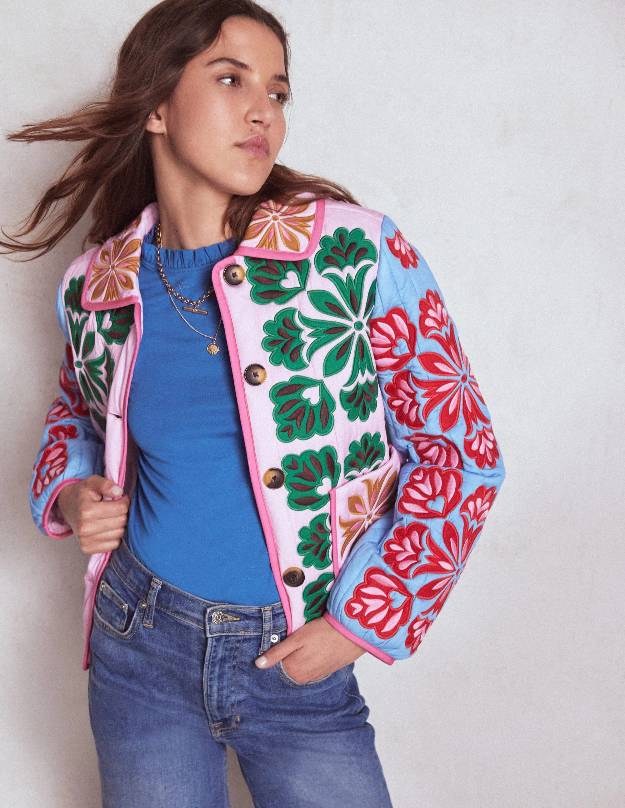 Supersoft Frill Detail Top-Meadow Spring | Boden (US)