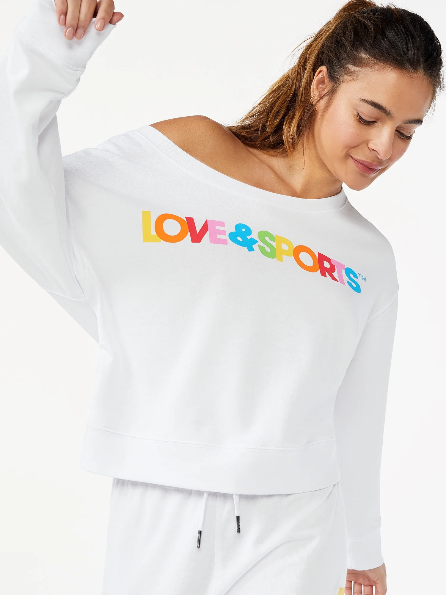 Love & Sports Women's Cropped Logo Sweatshirt - Walmart.com | Walmart (US)