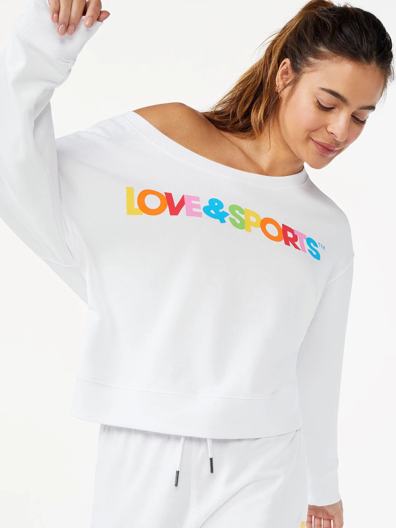 Love & Sports Women's Cropped Logo Sweatshirt - Walmart.com | Walmart (US)
