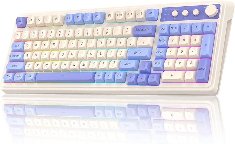 AULA 99 Key Keyboard, Tri-Mode Bluetooth/2.4GHz/USB-C Cute Creamy Gaming Keyboard with Number Pad... | Amazon (US)