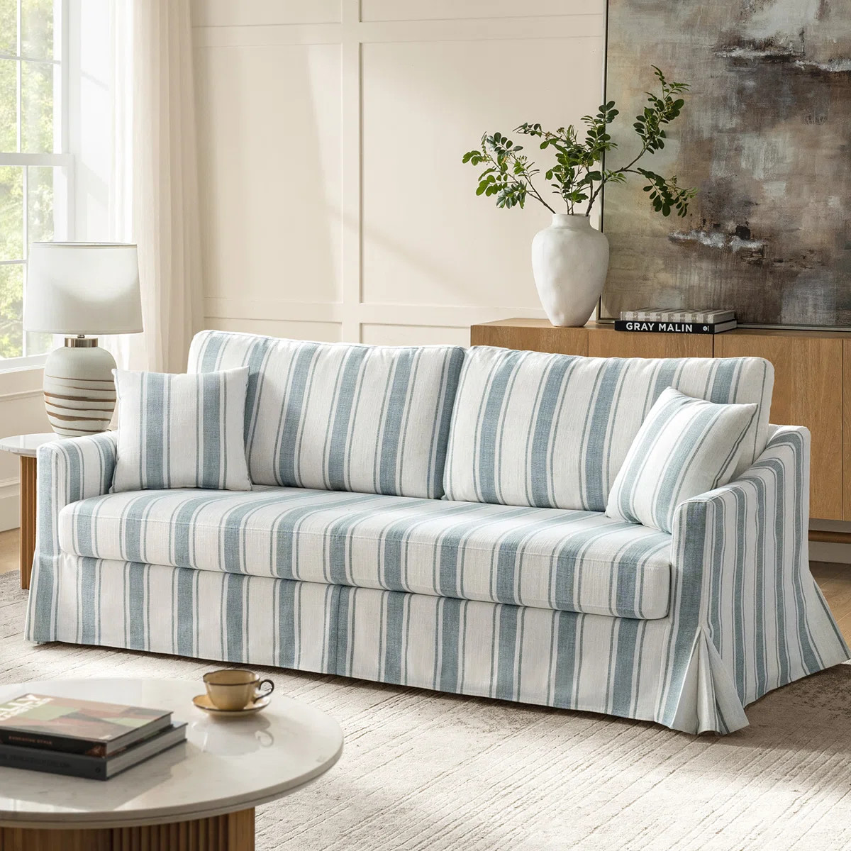 Wimberly 80.5" Farmhouse Upholstered Slipcovered Sofa | Wayfair North America