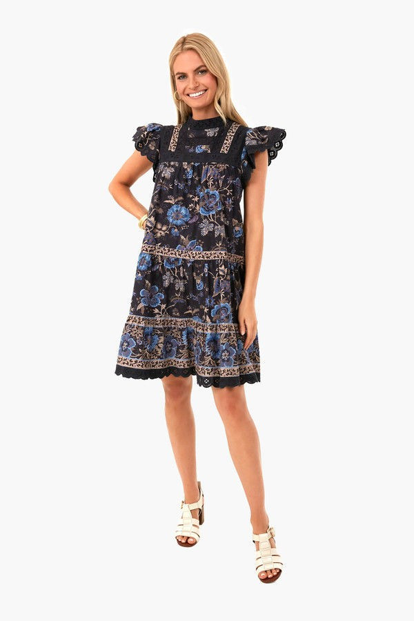 Navy Tess Print Short Sleeve Tunic Dress | Tuckernuck (US)