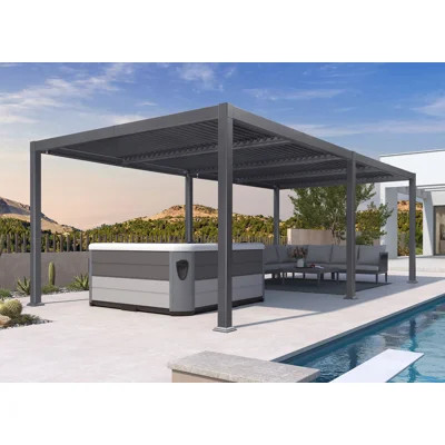 Purple Leaf Louvered Pergola 11.4' X 23.3' Huge Patio Aluminum Pergola Modern Outdoor Pergola With Adjustable Roof For Deck Garden Yard Hardtop Gazebo | Wayfair North America