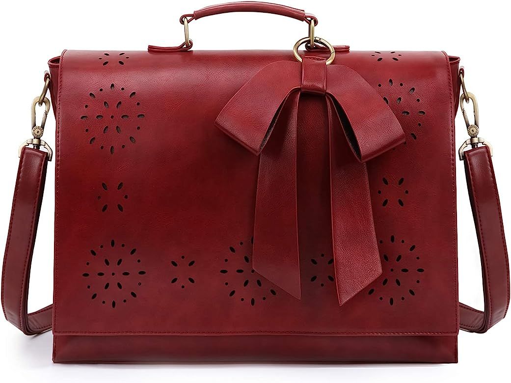 ECOSUSI Women's Briefcase Vegan Leather Laptop Bag for School Shoulder Computer Satchel Bag with Det | Amazon (US)