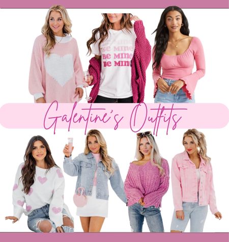 Galentine Outfit / Valentines Day Outfit / Galentines Party / Pink / Sweaters / Denim Jacket / Skirts / Tops / Date Night 

#LTKunder100 #LTKSeasonal #LTKstyletip