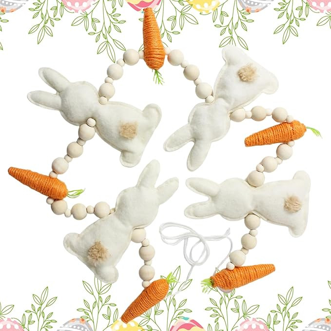 Bunny Carrot Garland, 2025 Handmade Easter Bunny Decorations, Easter Outdoor and Indoor Decoratio... | Amazon (US)