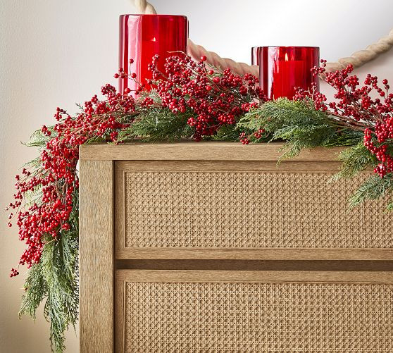 Faux Red Berry Trailing Garland | Pottery Barn (US)
