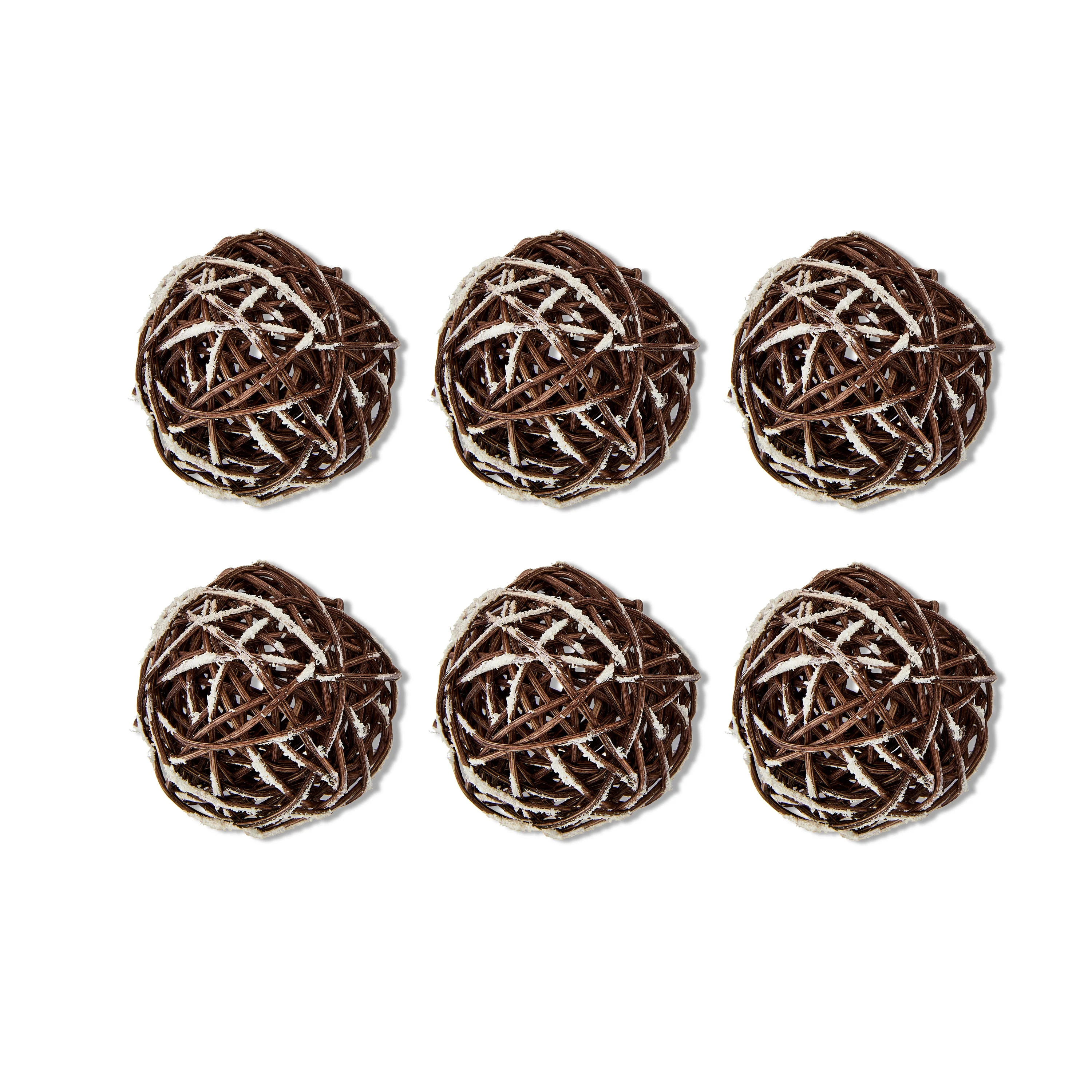 Brown Rattan Ball Christmas Ornaments, 6 Count, by Holiday Time | Walmart (US)
