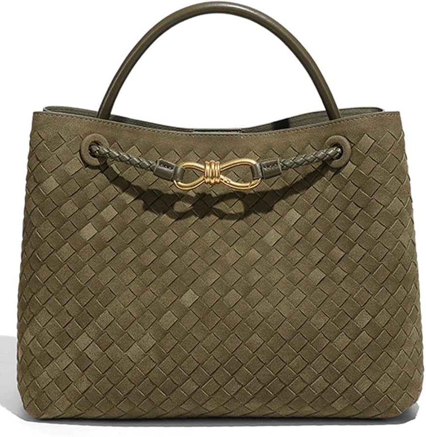 Suede Woven Tote Bag for Women Retro Woven Bag Handbag Bow Shoulder Satchel Suede Crossbody Purse... | Amazon (US)