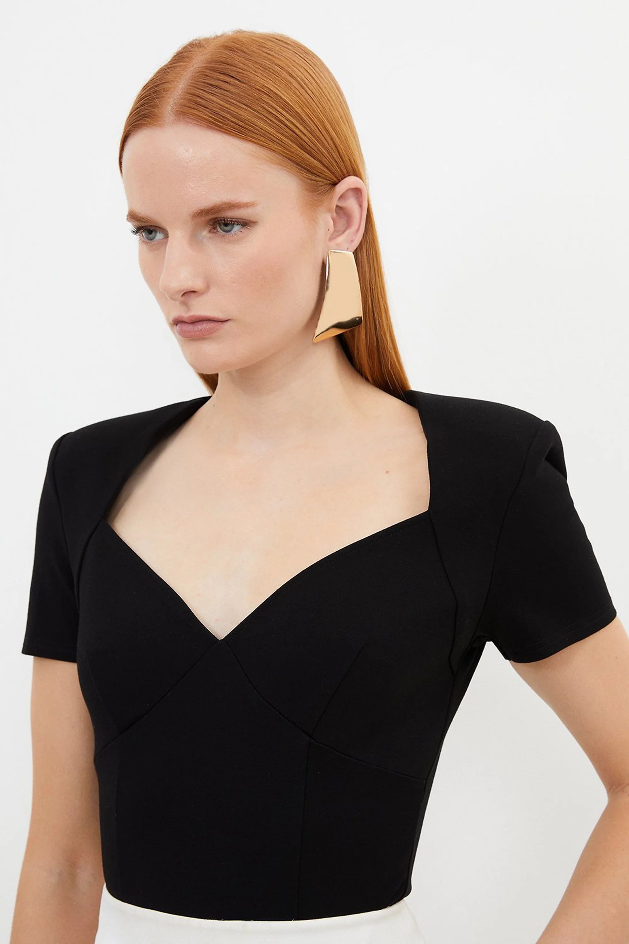 Ponte Short Sleeve Bodysuit | Karen Millen UK + IE + DE + NL