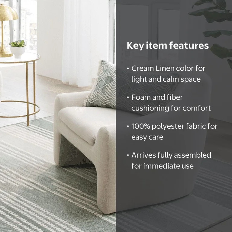 Better Homes & Gardens Emerson Accent Chair, Cream Linen | Walmart (US)
