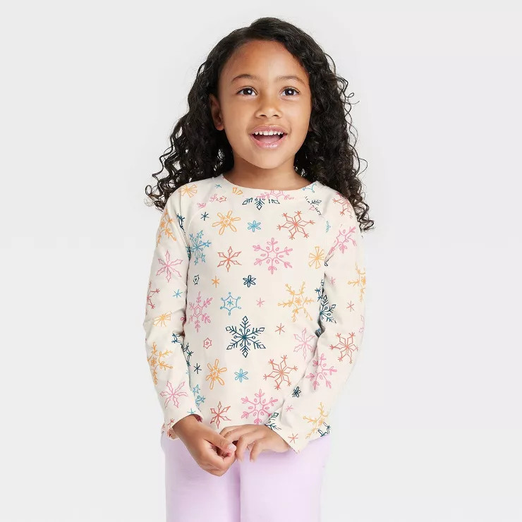 Toddler Girls' Long Sleeve Snowflake Shirt - Cat & Jack™ Cream | Target