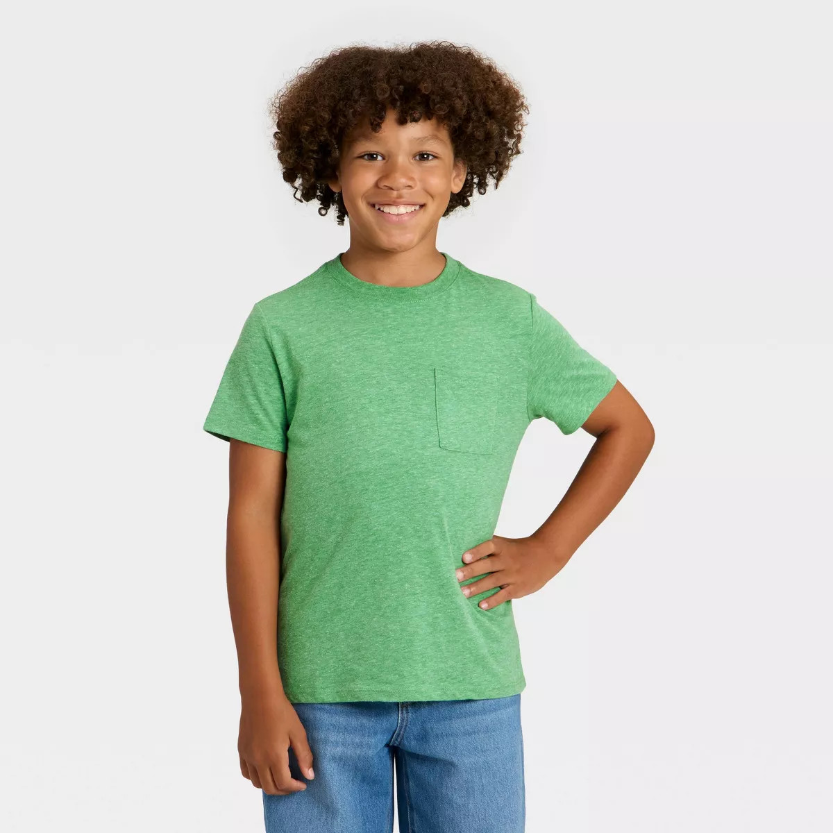 Boys' Short Sleeve Pocket T-Shirt - Cat & Jack™ Emerald Green M | Target