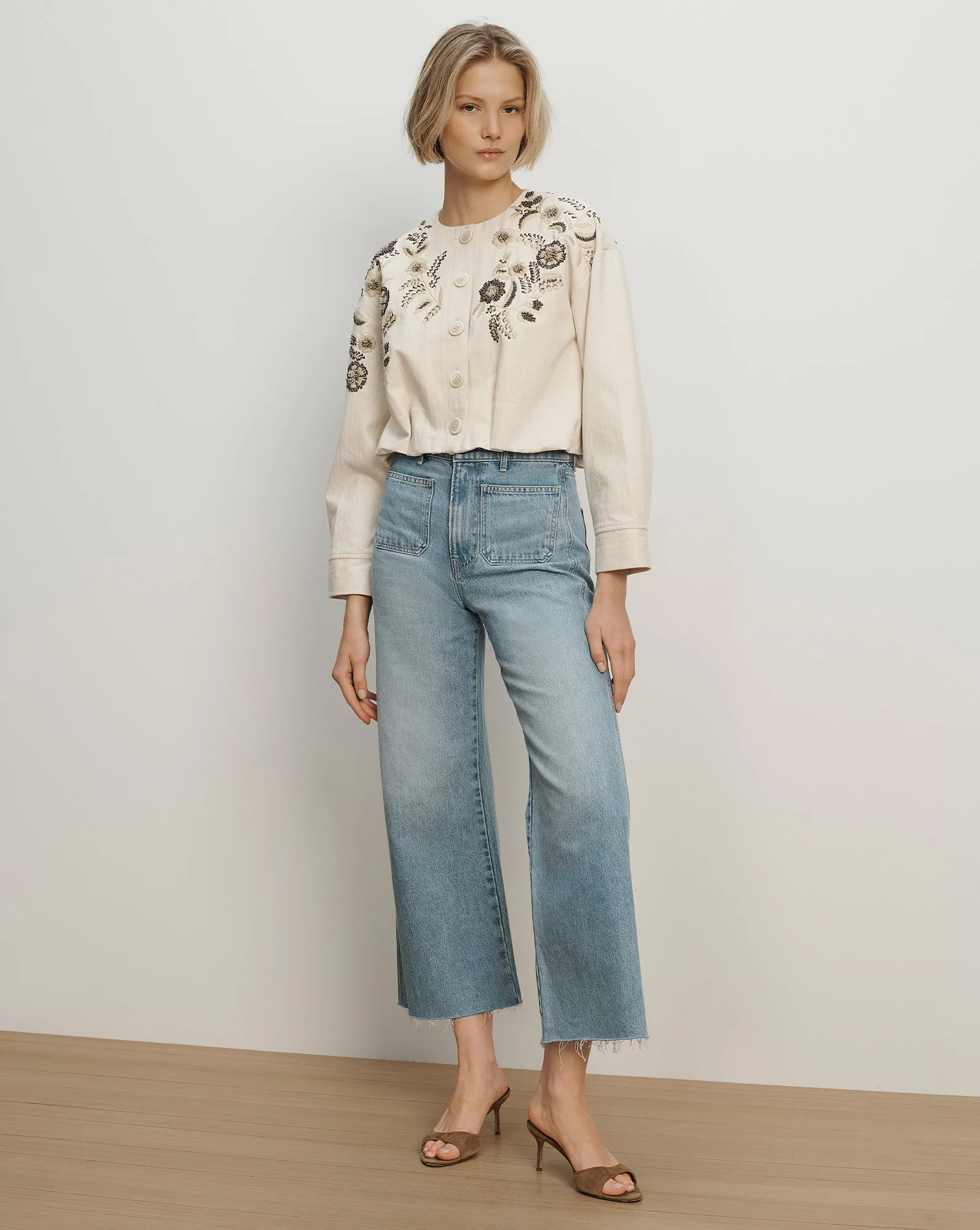 Emeren Embroidered Jacket in Ecru | Veronica Beard | Veronica Beard