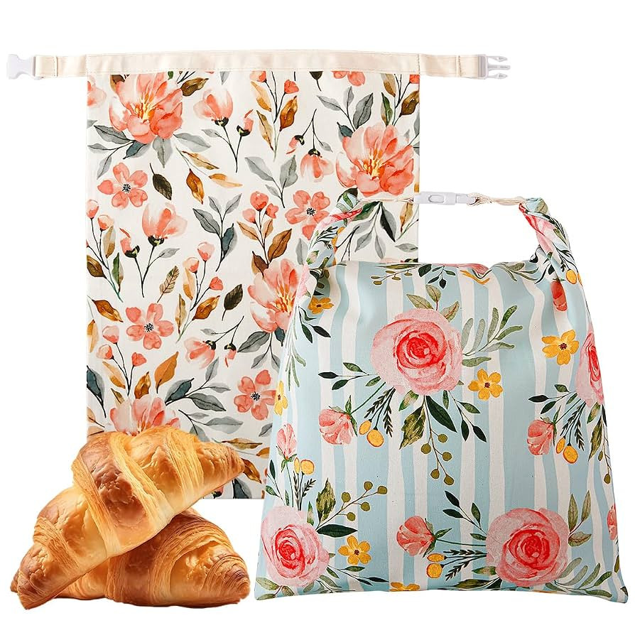 Beeswax Bread Bag, 2 Pack Sourdough Bread Bags, Reusable Bread Bags for Homemade Bread, Organic C... | Amazon (US)
