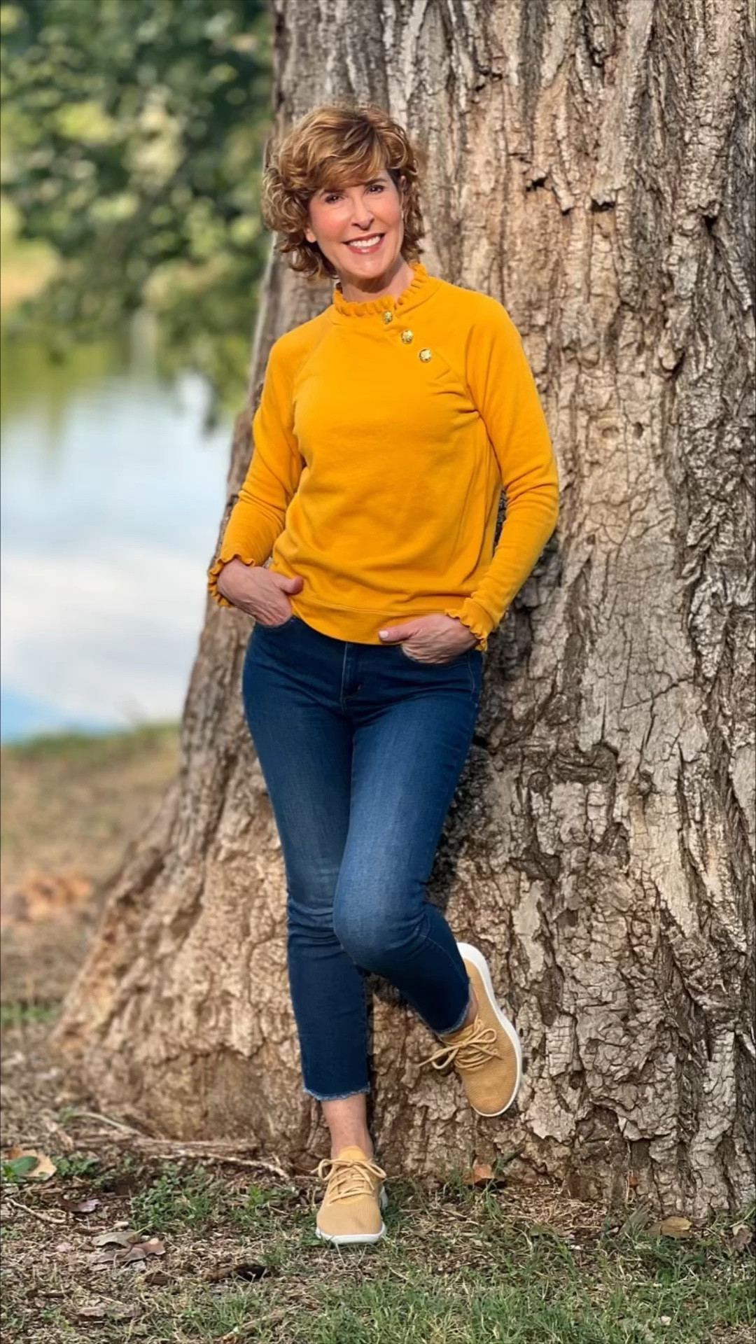 If you’re looking for an elevated sweatshirt, look no further! With neck ruffles, wrist ruffles, and fun brassy buttons, this sweatshirt has pretty much elevated itself to sweater status! It comes in several colors and is 25% off right now! 

I paired it with some favorite straight leg jeans and a pair of gold machine washable sneakers.

Click below to check out other color options for my sweatshirt and sneakers!

#LTKshoecrush #LTKSeasonal #LTKsalealert