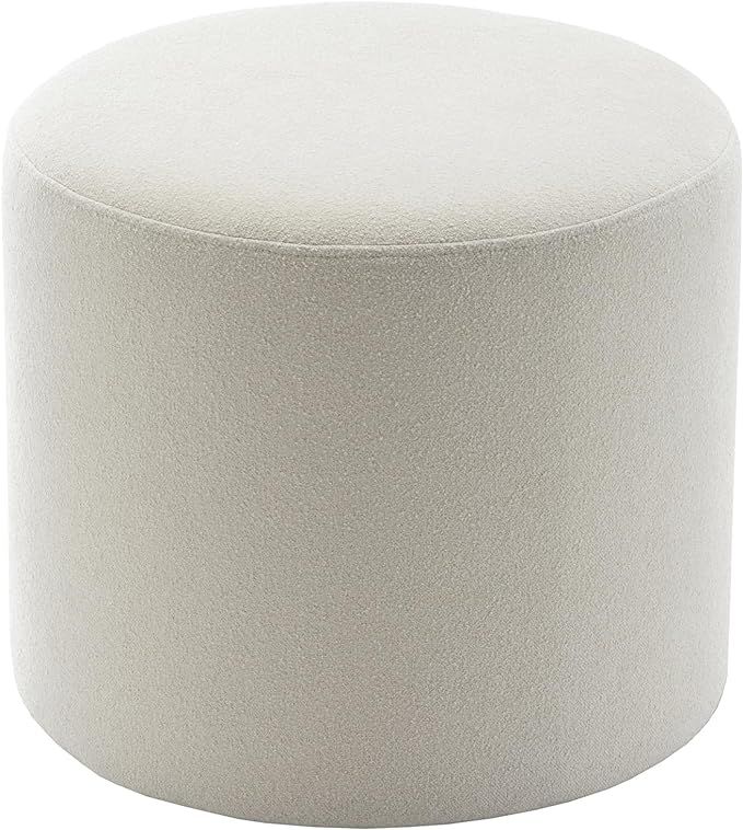 Wovenbyrd 19-Inch Wide Round Pouf Ottoman Footstool, Cream Boucle Performance Fabric | Amazon (US)