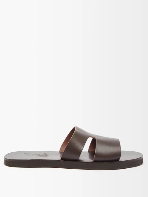 Ancient Greek Sandals - Apteros Leather Slides - Mens - Brown | Matches (US)