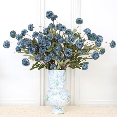 12Pcs Fake Kiku Flowers, Artificial Small Chrysanthemum Balls with Stems, Faux Silk Mini Pompon Mums for Vase Floral Arrangement DIY Bouquets Wedding Party Table Centerpieces Home Decor (No Vase) | Amazon (US)