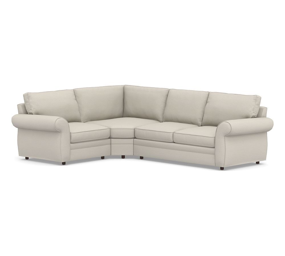Pearce Roll Arm Upholstered 3-Piece Sectional with Wedge | Pottery Barn (US)