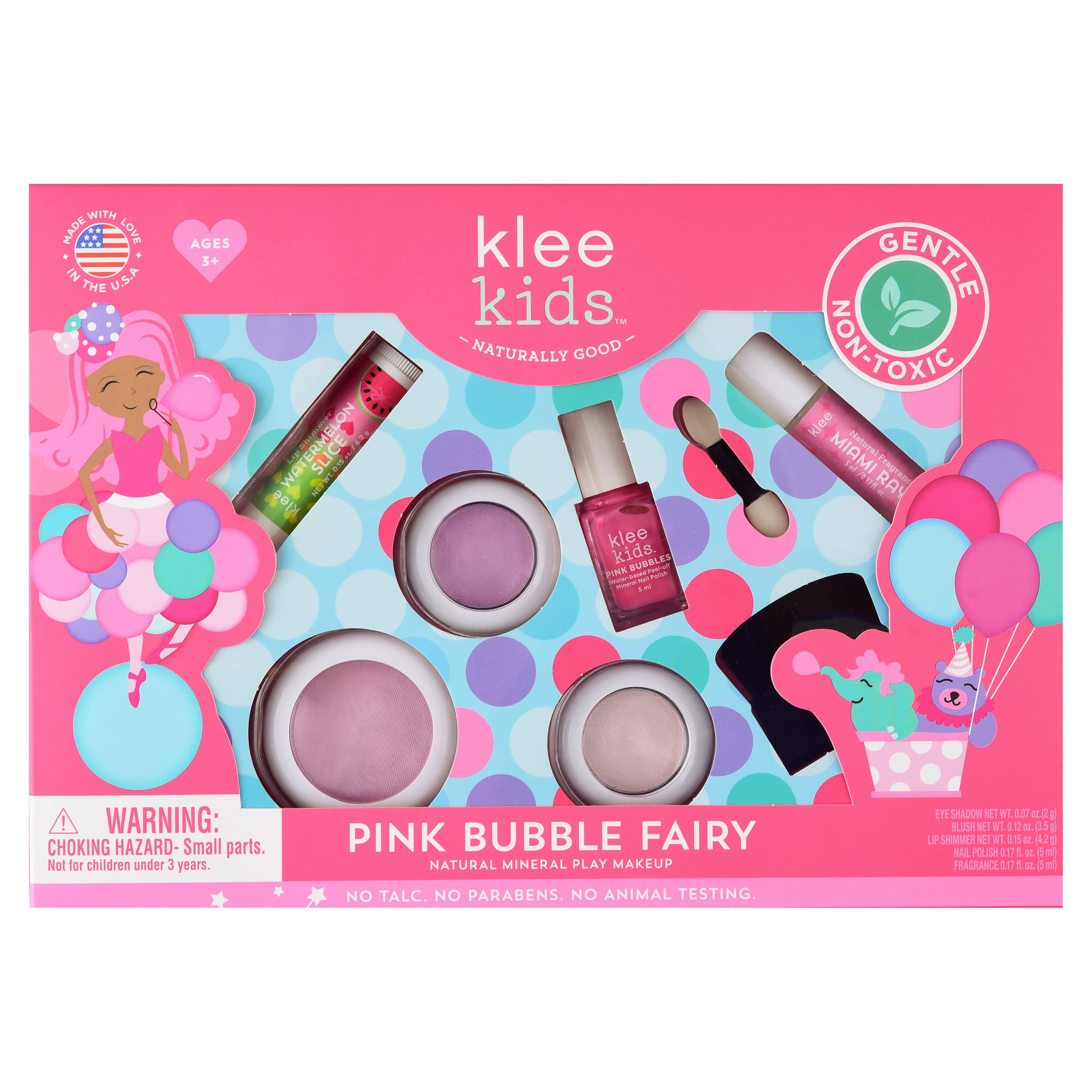 Luna Star Naturals Klee Kids Deluxe Play Makeup Kit. Gentle and Non-Toxic. Made in USA. (Pink Bub... | Amazon (US)