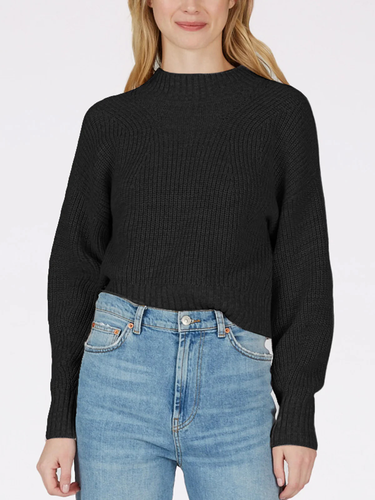 The Mia: Cotton Transfer Stitch Cropped Sweater | 525 America
