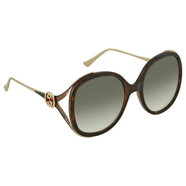 Gucci Oval Havana Sunglasses GG0226S 003 56 | Walmart (US)