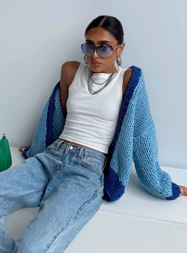 Lester Knit Cardigan Blue | Princess Polly US