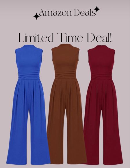 Amazon deals / PRETTYGARDEN Womens Summer Jumpsuits Dressy Casual One Piece Outfits Sleeveless Mock Neck Wide Leg Pants Rompers with Pockets

#LTKsalealert #LTKover40 #LTKfindsunder50