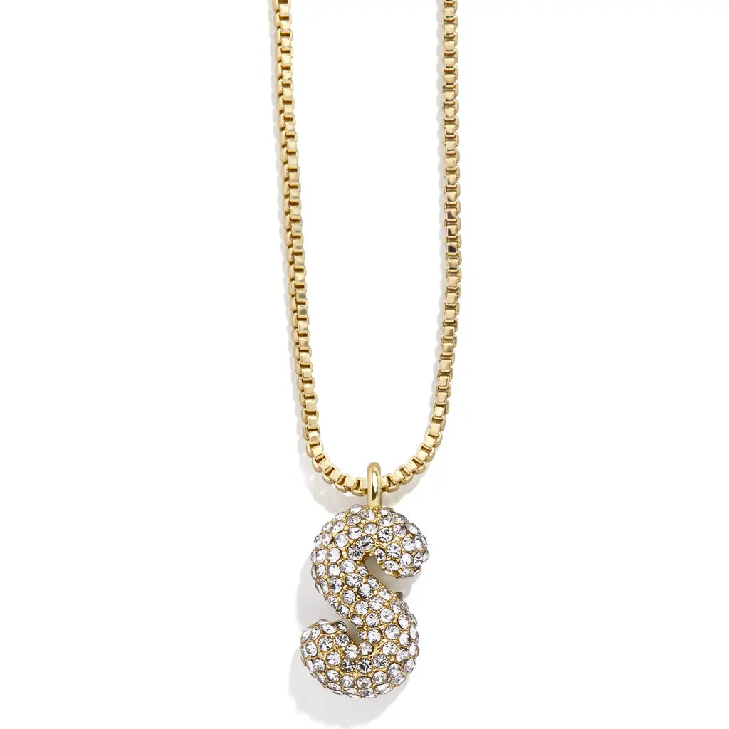 BaubleBar Mini Pavé Bubble Initial Necklace in Gold S at Nordstrom | Nordstrom