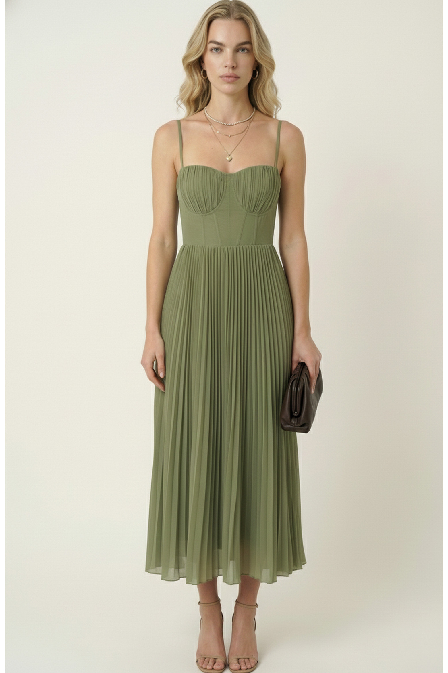 Pleated Bustier Bodice Midi Dress (Women) | Nordstrom | Nordstrom