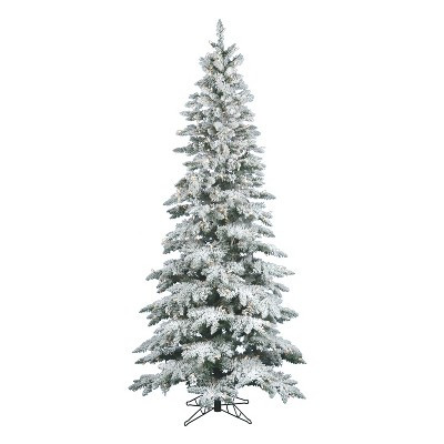 Vickerman Slim Utica 6.5 Foot Flocked Artificial Christmas Tree with White Light and Stand for Ho... | Target
