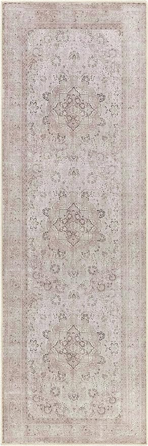 Bethany Boho Vintage Neutral Color Runner Rug - Farmhouse Traditional Medallion Carpet for Hallwa... | Amazon (US)