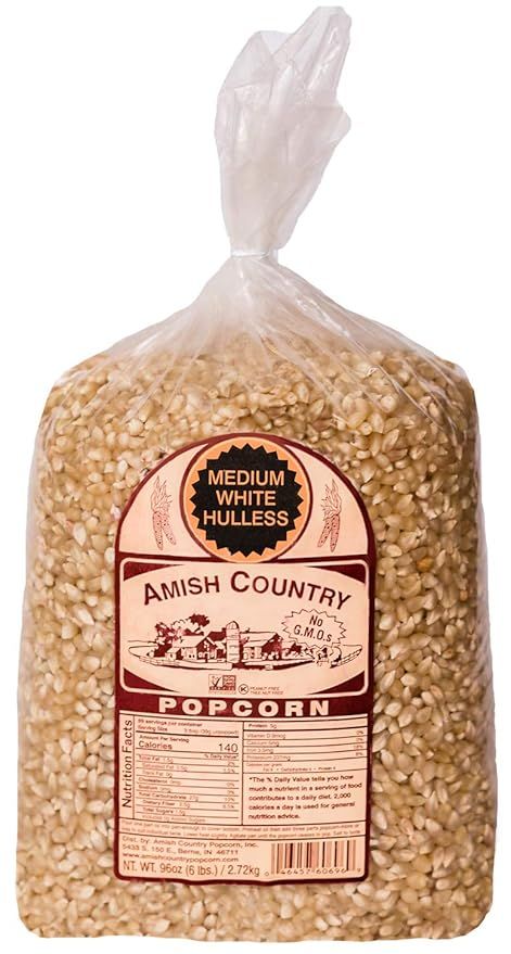 Amish Country Popcorn | 6 lb Bag | Medium White Popcorn Kernels | Old Fashioned with Recipe Guide... | Amazon (US)