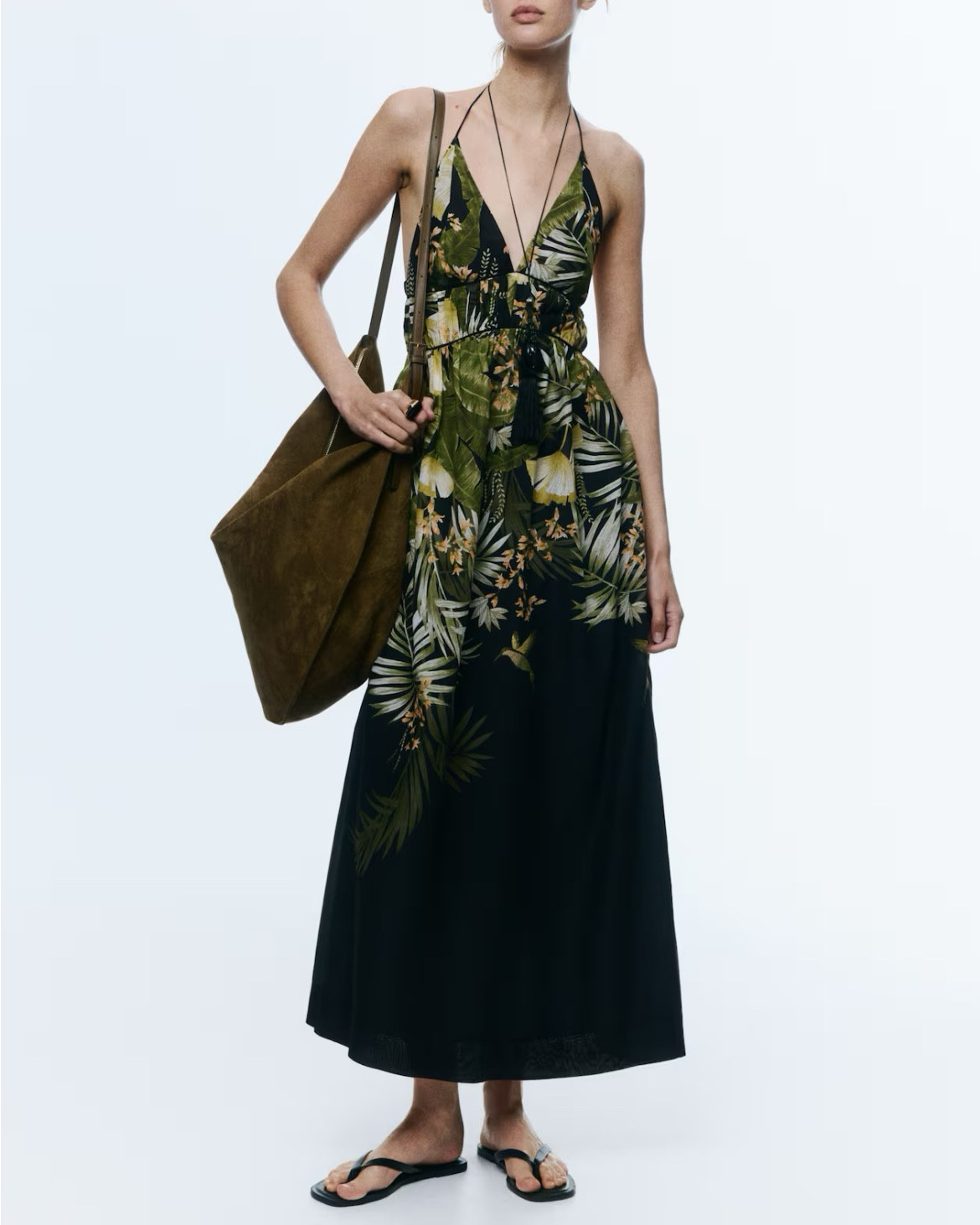 Tropical print halter neck midi dress 

#LTKSeasonal