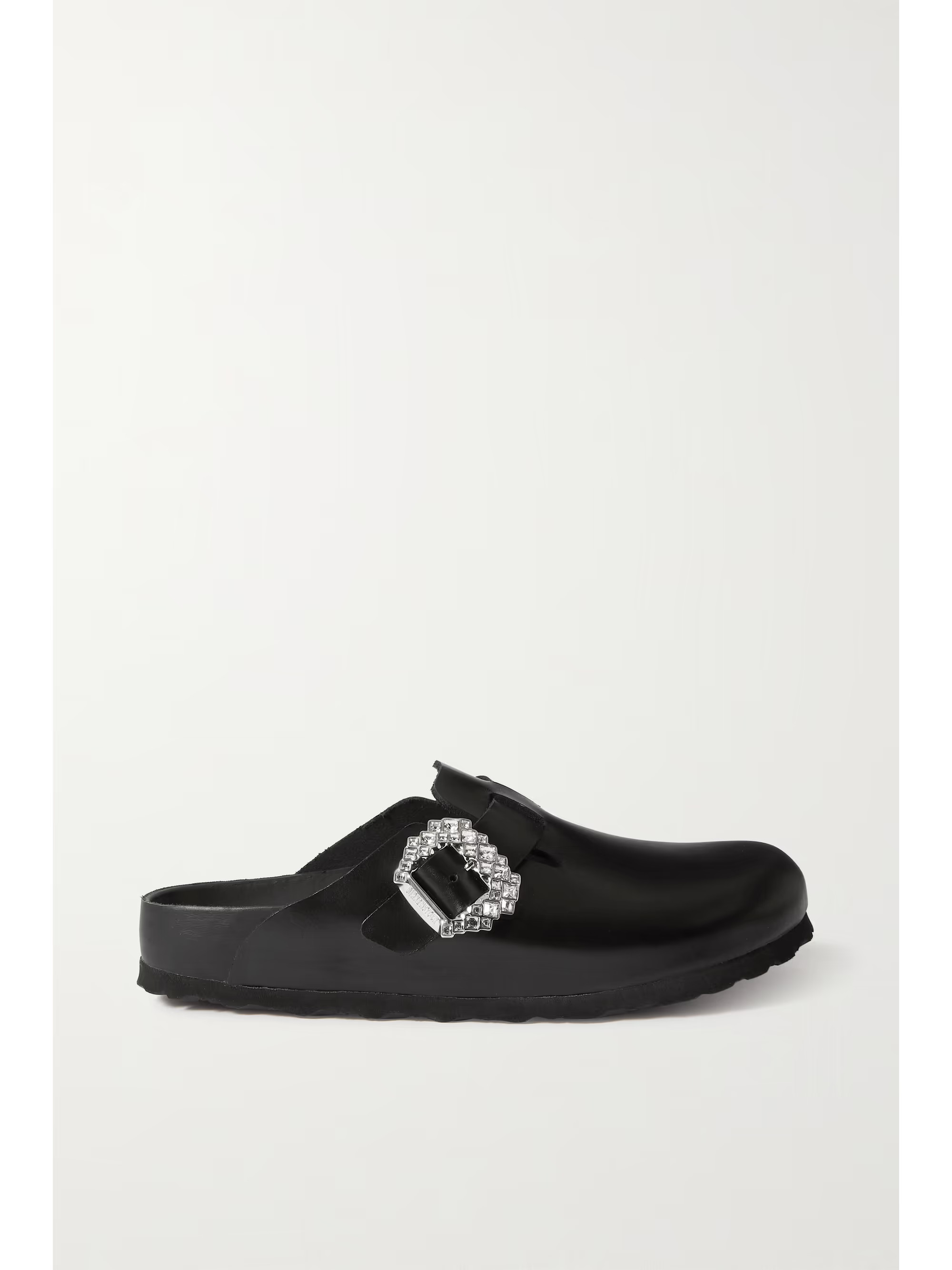 Black + Manolo Blahnik Boston crystal-embellished leather slippers | BIRKENSTOCK 1774 | NET-A-POR... | NET-A-PORTER (US)
