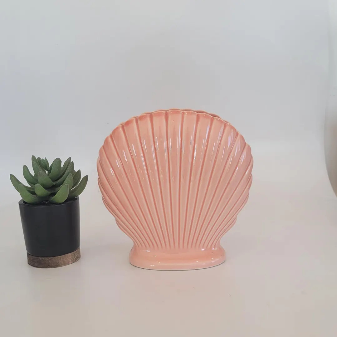 Vintage Pink Clamshell Vase 80s Decor Seashell Planter Postmodern Art Deco Style - Etsy | Etsy (US)