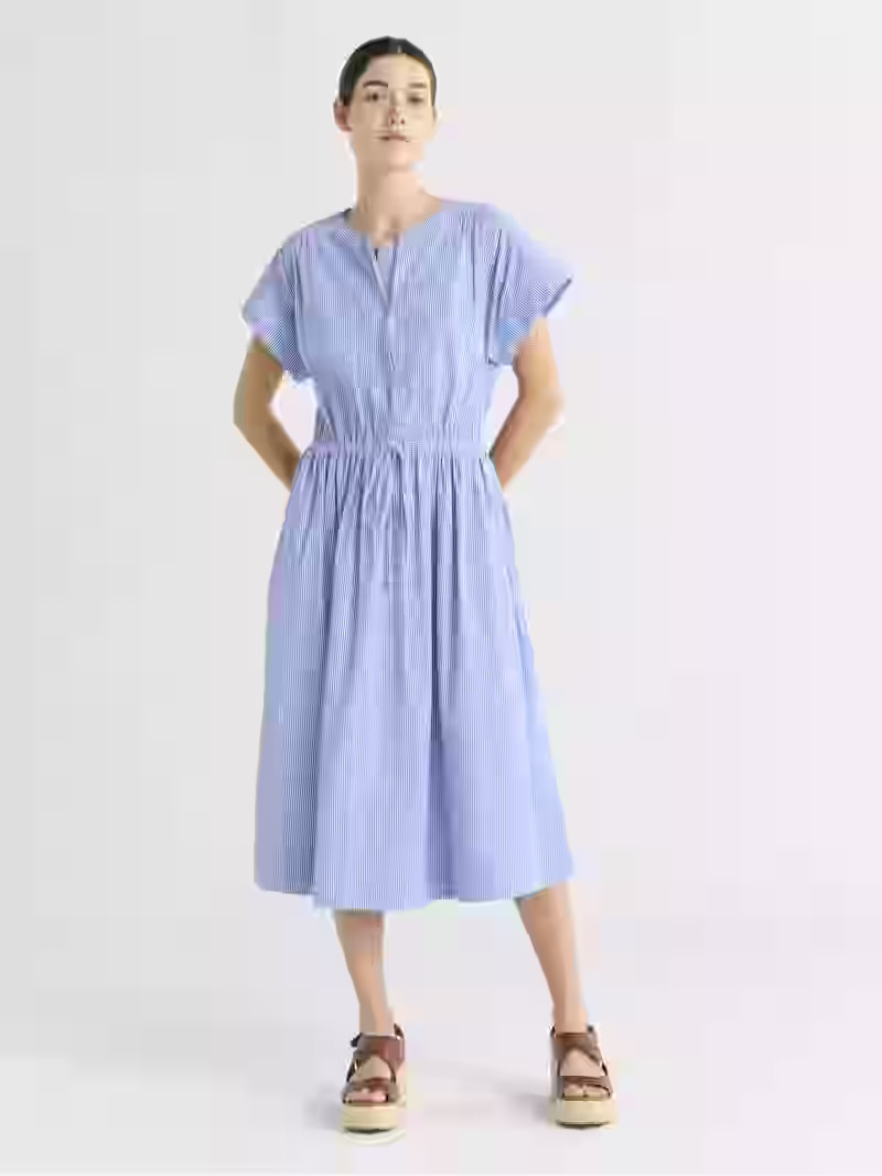 Free Assembly Women's Cotton Midi Shirtdress with Drawstring Waist, Sizes XS-XXL - Walmart.com | Walmart (US)