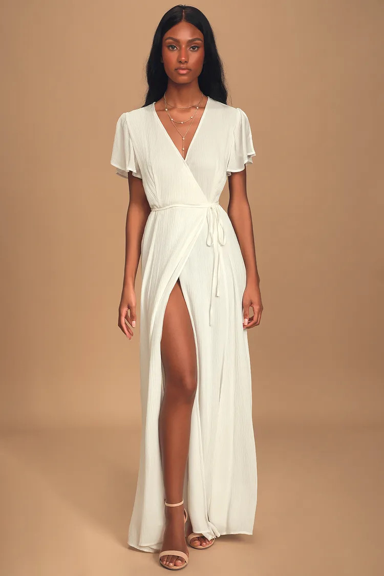 Heart of Marigold White Wrap Maxi Dress | Lulus (US)