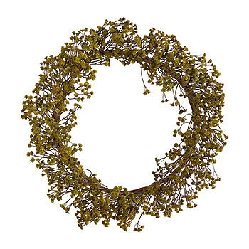 Nearly Natural 20" Autumn Gypsophila Artificial Wreath | JCPenney