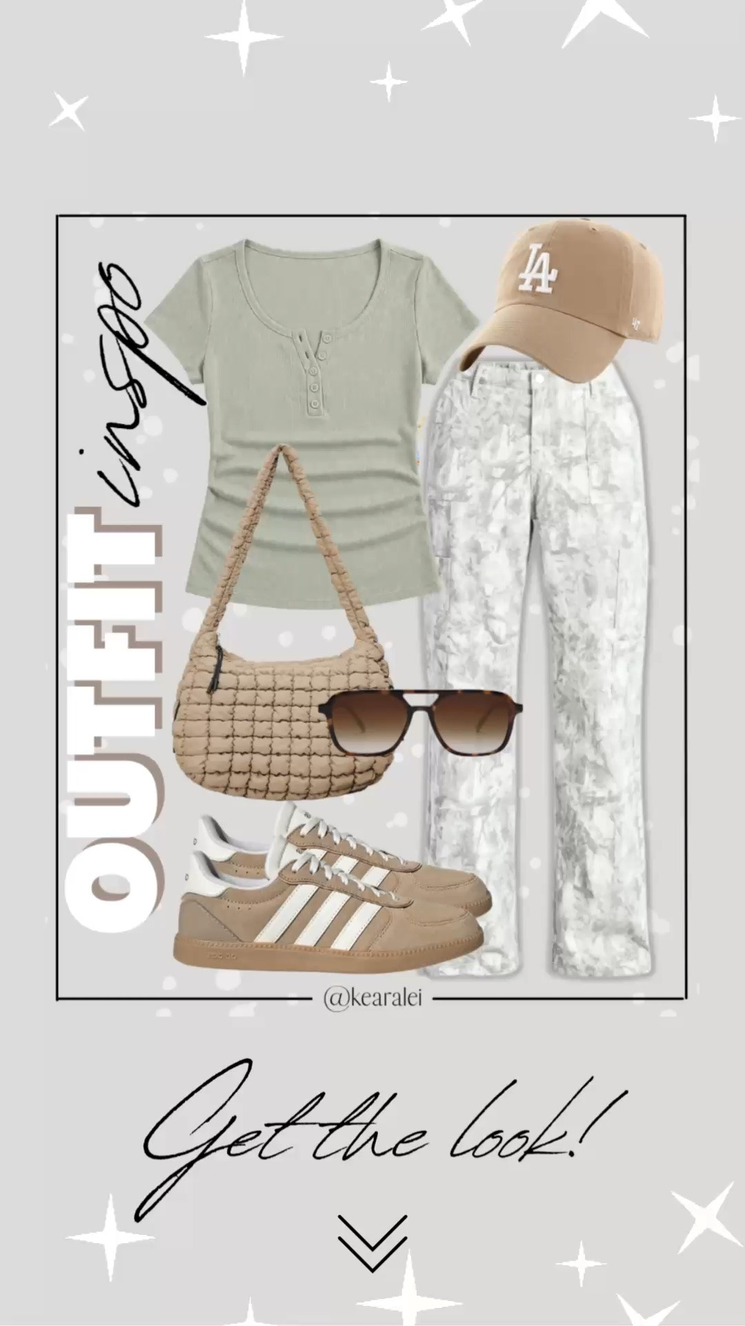 Spring outfits 2026 summer outfits cool mom outfit Amazon fashion Walmart style light grey white camo cargo pocket pants Camo Pants Women Baggy Y2K Camouflage Cargo Pants High Waisted Wide Leg jeans denim light green pistachio Sage green ribbed Henley shirt short sleeve top tan brown khaki beige adidas sambas sneakers shoes with light tan khaki beige 47 brand baseball hat cap brown aviator sunglasses quilted puffer bum bag crossbody purse bumbag carryall || #amazon #outfit #walmart #spring #summer #camo #cargopants #affordable #neutrals
.
.
.

Fitness Wear, Activewear, exercise outfit, workout leggings, sports bra, Lulu lemon, free people motion active athleisure Amazon fashion, teacher outfits, business casual, casual outfits, neutrals, street style, Midi skirt, Maxi Dress, Swimsuit, Bikini, Travel, skinny Jeans, Puffer Jackets, Concert Outfits, Cocktail Dresses, Sweater dress, Sweaters, cardigans Fleece Pullovers, hoodies, button-downs, Oversized Sweatshirts, Jeans, High Waisted Leggings, dresses, joggers, fall Fashion, winter fashion, leather jacket, Sherpa jackets, Deals, shacket, Plaid Shirt Jackets, apple watch bands, lounge set, Date Night Outfits, Vacation outfits, Mom jeans, shorts, sunglasses, Disney outfits, Romper, jumpsuit, Airport outfits, biker shorts, Weekender bag, plus size fashion, Stanley cup tumbler Target, Abercrombie and fitch, Amazon, Shein, Nordstrom, H&M, forever 21, forever21, Walmart, asos, Nordstrom rack, Nike, adidas, Vans, Quay, Tarte, Sephora, lululemon, free people, j crew jcrew factory, old navy

#LTKootd #LTKSeasonal #LTKSaleAlert
