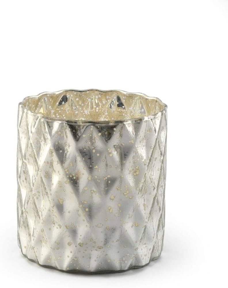 Serene Spaces Living Silver Diamond Mercury Cylinder Vase - Handmade Mercury Glass Finish & Vinta... | Amazon (US)