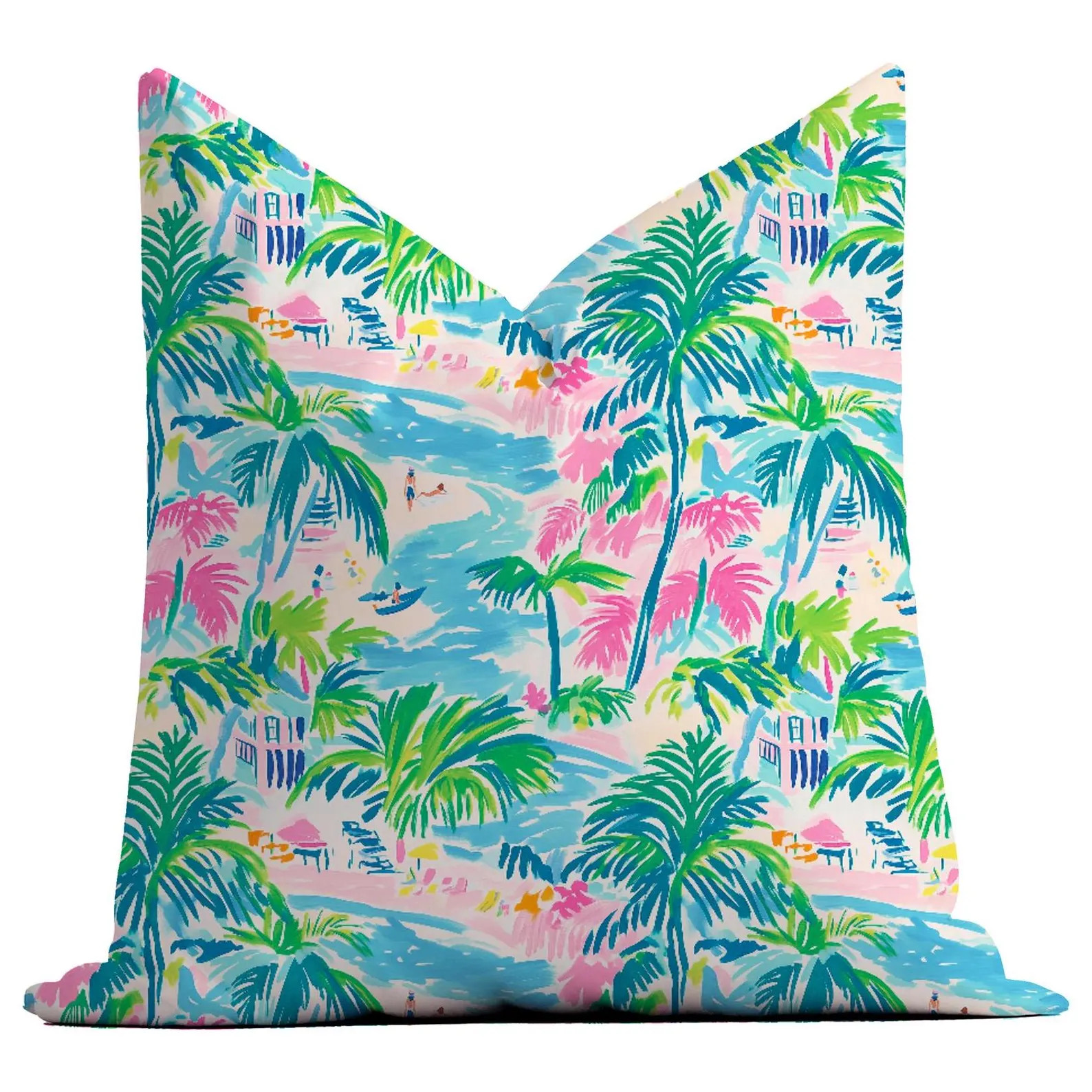 Seaside Soiree Throw Pillow, Preppy Home Decor, Vibrant Beach Town, Couch Pillow, Cover, Lumbar P... | Etsy (Global)