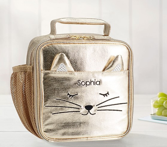 The Emily & Meritt Gold Kitty Lunch Box | Pottery Barn Kids
