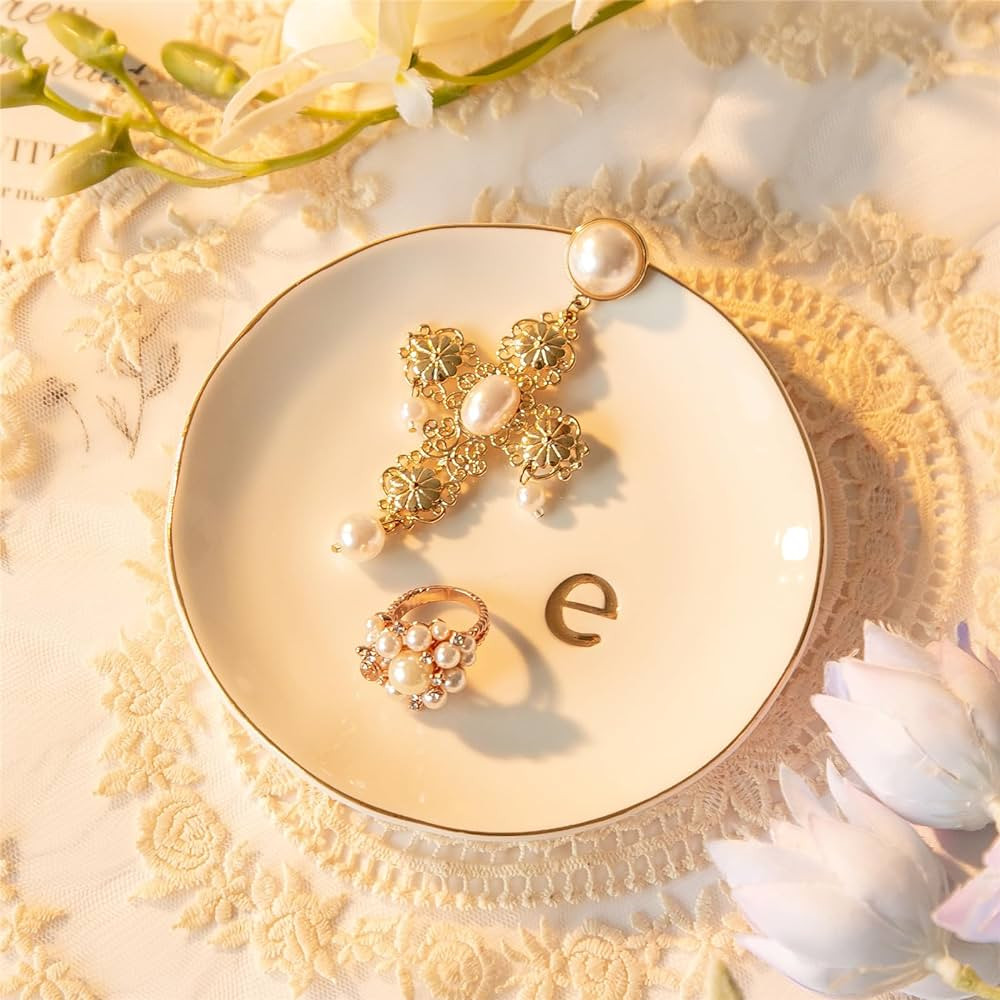 COMMGOAL Ceramic Ring Holder for Jewelry, Jewelry Tray, Ring Dish, Aesthetic Room Decor, Engageme... | Amazon (US)