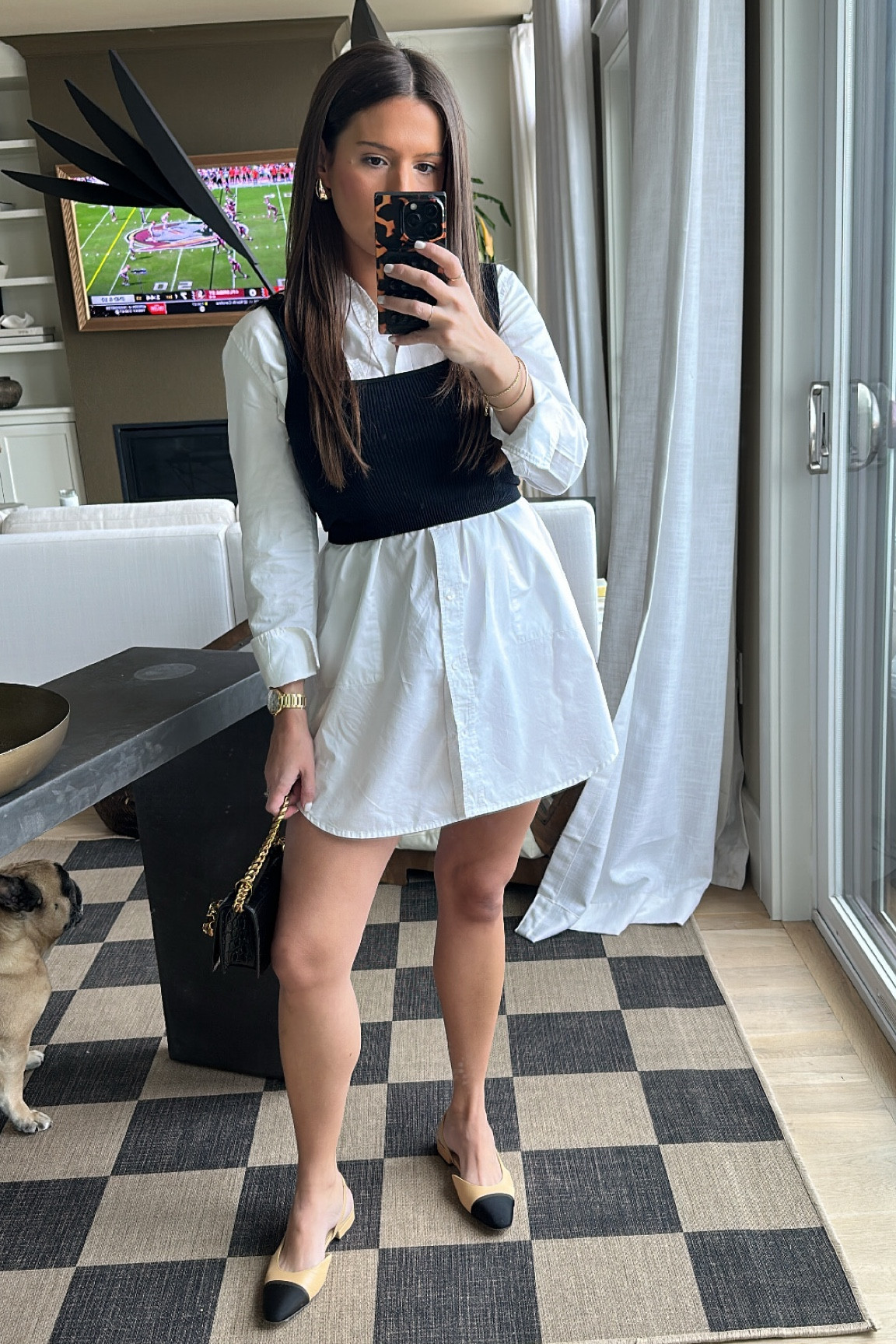 Black and white Oxford dress outfit 🤍