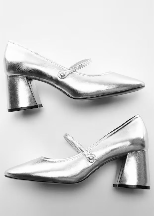 Block heel metallic shoe -  Women | Mango USA | MANGO (US)