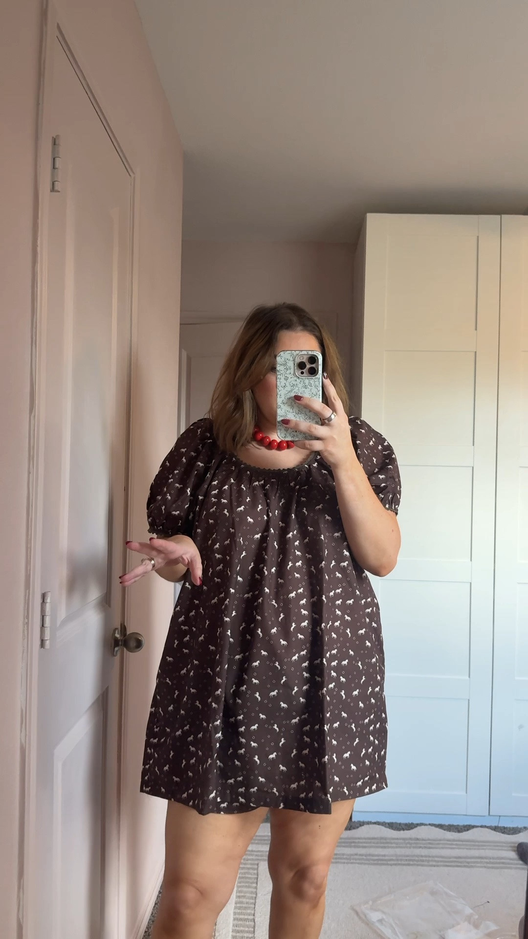 Midsize fall outfit wearing xl in set it runs big but I like the shorts to be roomy. And I have this beaded necklace in a couple colors!

#LTKMidsize #LTKootd