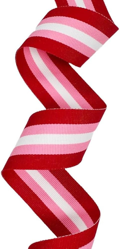 USA | American Made 7/8” Cinnamon Sweetie Valentine Striped Grosgrain Ribbon (Red, Pink, White ... | Amazon (US)